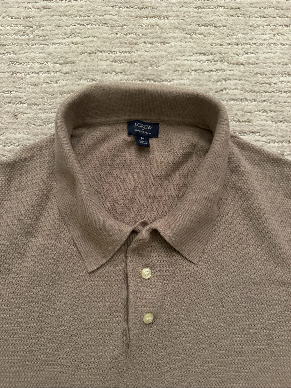 J. Crew Cotton Short Sleeve Sweater Polo in Taupe M